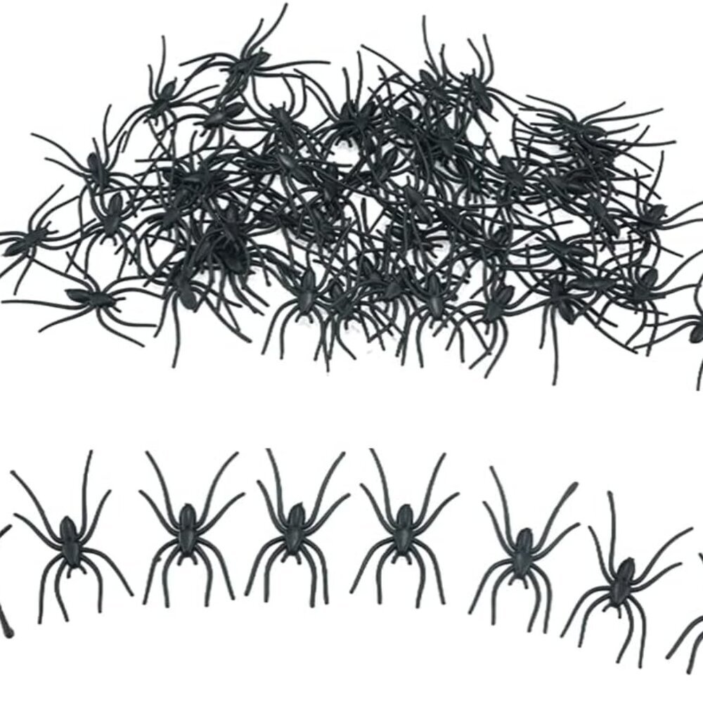 60 PCS Small Plastic Spiders Realistic Spiders for Halloween Prank Props Decorat